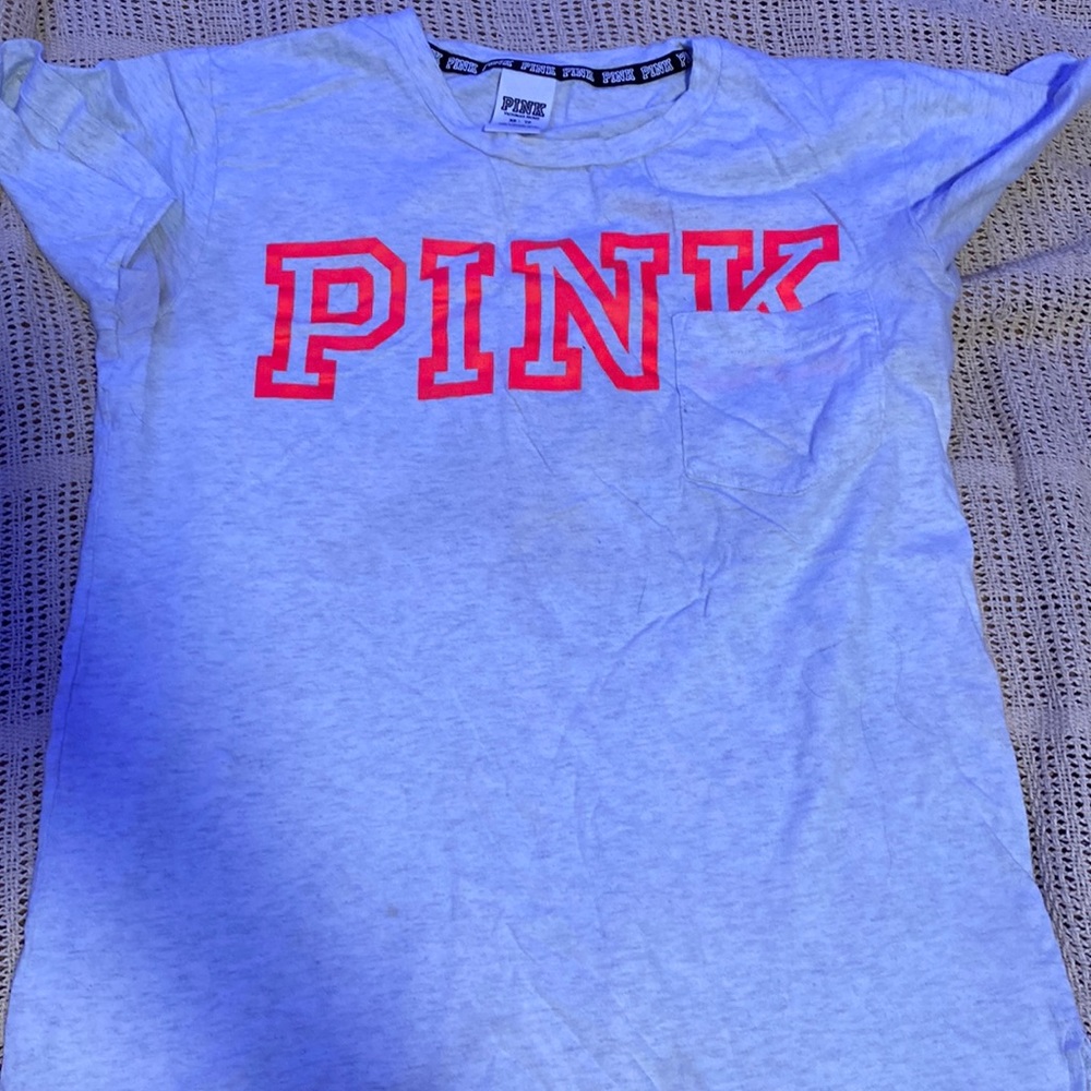 pink, white t-shirt